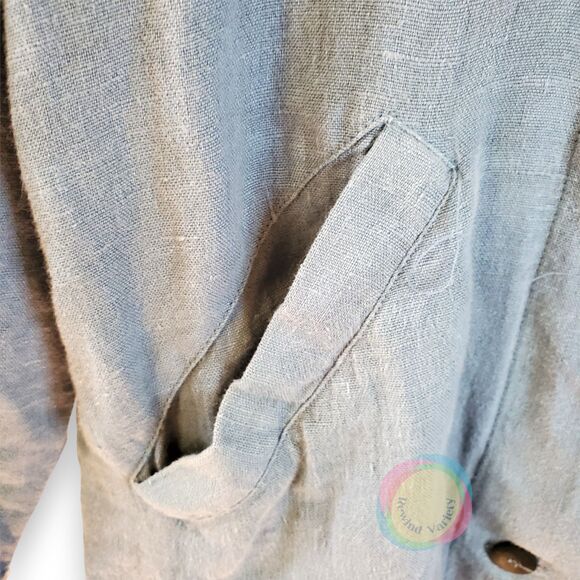 Mishi Vintage 100% Linen Blazer Blue Medium USA Made - Picture 7 of 11